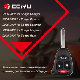 cciyu X 1 Flip Key Fob with Key Blade (Shell Case) 4 Buttons Replacement for 05 06 07 08 09 for Chrysler 300 for Dodge for Charger for Jeep for Grand for Cherokee Series with FCC HT692427AA