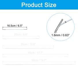 PATIKIL 6 Inch Elastic Barbed Cord, 200 Pcs 1.6mm Loop Stretch Round String with Metal Barb Fasteners for Hats Masks Menus Crafting Book, White (16.5cm)