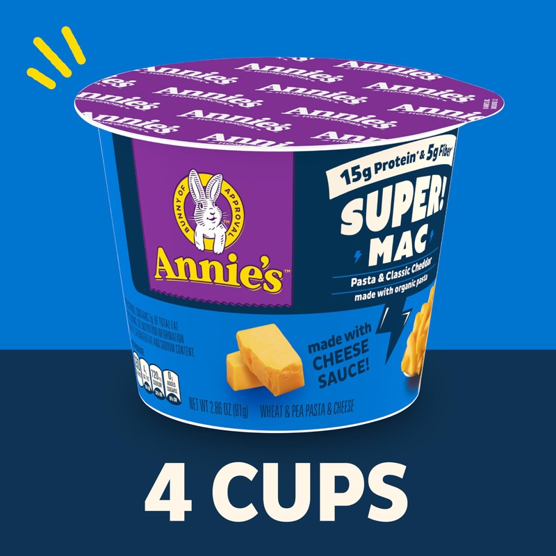 Annie's Super! Mac Microwave Pasta and Classic Cheddar Cups, 4