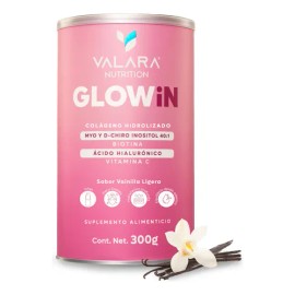 Colágeno hidrolizado 300g con Myo & D‑Chiro Inositol 40:1 + Biotina + Ácido Hialurónico + Vitamina C | Sabor Vainilla | Valara Glowin - Suplemento femenino uñas, piel y cabello