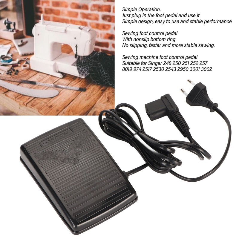 Foot Control Pedal with Power Cord Replacement for Singer 248