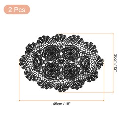 sourcing map 2 Pcs 18x12 Inch Handmade Crochet Doilies, Polyester Cotton Table Placemats Table Crochet Placemats for Dining Table Kitchen Parties, Black