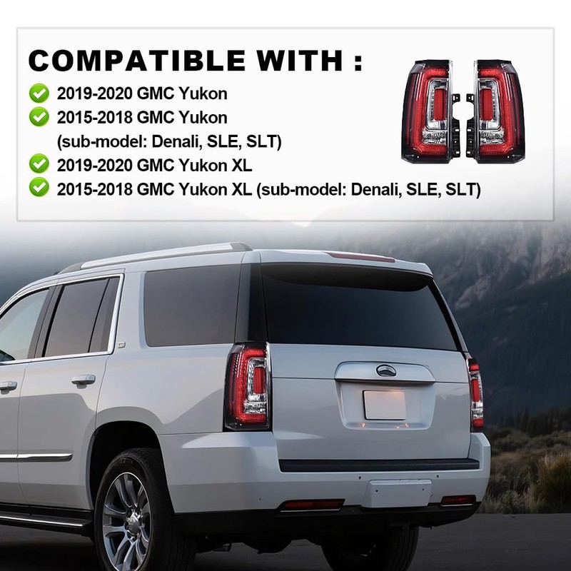 PIT66 LED Tail Lights Compatible with 2015-2020 GMC Yukon/Yukon XL