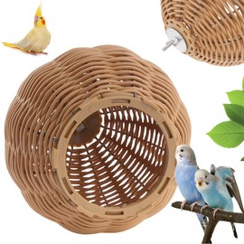 VTurboWay Rattan Bird Nest Chew Resistant Nest House Parrot Egg Laying and Breeding Nest for Bird Parrot Cockatiel Budgie Parakeet Finch Canary (Double Entrance)