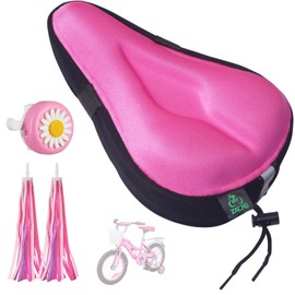 Zacro Gel Kids Bike Seat Cushion Cover for Boys & Girls, Anti-Slip Bike Seat Cover for Toddler, Breathable & Extra Soft Memory Foam Child Bicycle Saddle Padded with Reflective Strip, 9”X 6”