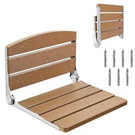 Duseu Folding Shower Seat, 16" Foldable Shower Chair Wall Mounted for Inside Shower, Safety Stainless Steel Fold Down Shower Bench for Elderly and Disabled - 400lbs Max Load