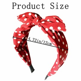 KuuGuu 5 PCS Polka Dot Headbands for Women Girls Bunny Ear Knotted Bow Head bands Cute Retro Wide Headdress Fashion Anti-slip Hair Accessories Daily Birthday Party Christmas Hair Decoration （5 Color）
