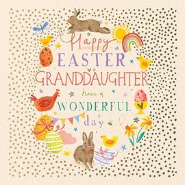 Happy Easter Granddaughter Eggscellent Bunnies Artistic Easter Greeting Card EIIA0202