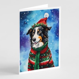 Caroline's Treasures Border Collie Christmas Greeting Cards Pack of 8 Blank Cards with Envelopes Whimsical A7 Size 5x7 Blank Note Cards