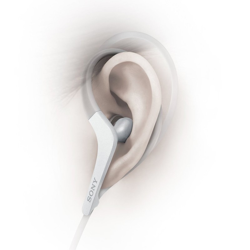 Sony MDR-AS410AP Earbuds, Splashproof/Sport Earphones, White MDR-AS410AP W with Remote