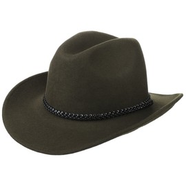 Lipodo Cowboy Hat Olive Green for Men/Women | Size M 56-57 cm | Western Hat Made of 100% Wool Felt | Rodeo Hat with Leather Band | Felt Hat Summer/Winter
