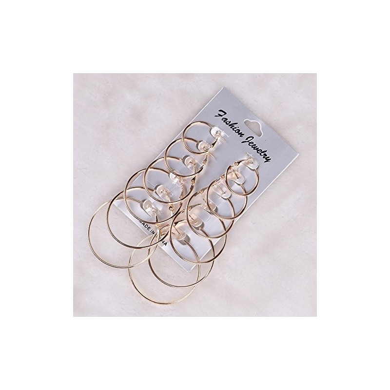 AJ DEFIRO 6 Pair Hoop Earring Set Stainless stud Earring