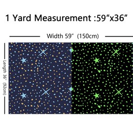 Erosebridal Glow Fabric by The Yard, in Dark Upholstery Fabric, Blue Cartoon Stars Universe Decorative Galaxy Starry Sky Indoor Outdoor DIY Art Craft Patchwork Clothing, 1 Yard