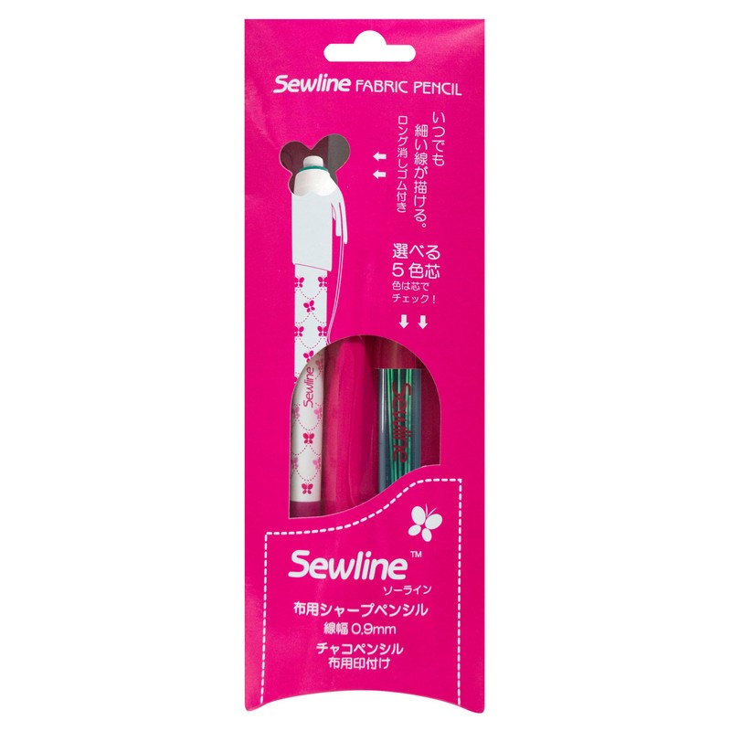 Sewline ソーライン 布用 シャープペンシル ・ 替芯 セット 0.9mm 緑 消しゴム