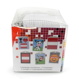 Pracht Creatives Hobby P90006-63501 - Pixel Fun Craft Set for 6 Lockets, Key Ring for Children, Boys and Girls - Ideal as a Small Gift or Party Bag Item for Children's Birthday Parties