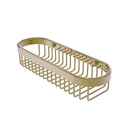 Allied Brass BSK-200LA Oval Toiletry Wire Shower Basket, Unlacquered Brass
