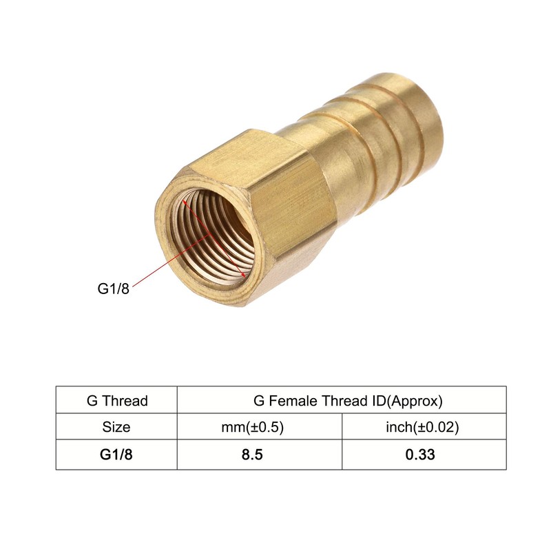 sourcing map Brass Barb Hose Fitting Connector Adapter 10mm Barbed