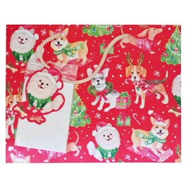 Christmas Dogs Design Premium Gift Bag Set - Pomeranian Corgi Pug Doxie Daschund Beagle French Bulldog