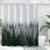 Zussun Misty Forest Shower Curtain Dark Green White Nature Shower