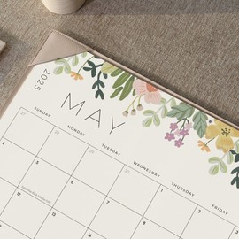 Desk Calendar 2025 with Desktop Mat, Cabbrix Large Desk Pad Calendar 22 x 17 Inch Runs From January 2025 to June 2026, Floral Design Calendar 2025 for Home School and Office (Apricot)