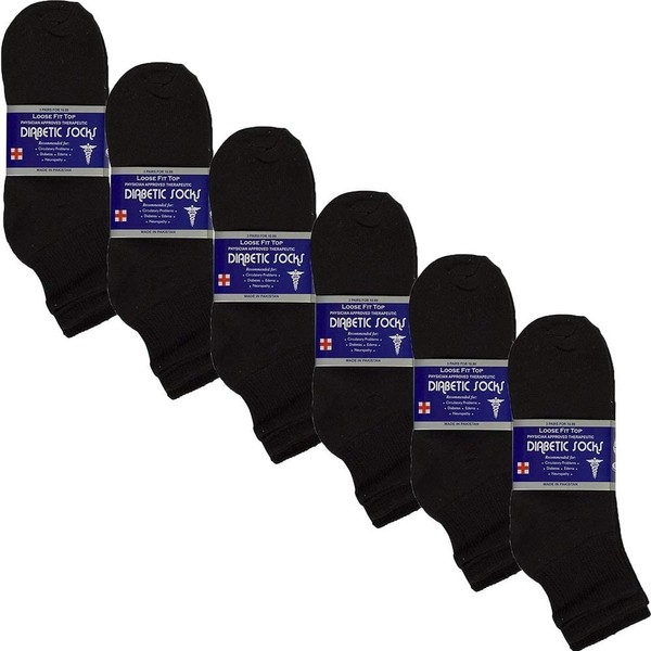 USBingoshop 3, 6 or 12 Pairs Mens Physicians Approved Crew Ankle Diabetic Socks Cotton
