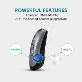 Sengdong Hearing Aid, Chip 16 Channel Earback Digital Hearing Amplifier, Invisible, Waterproof, Moderate to Severe Deafness, the Elderly with Portable Charging Bin Hearing Devices （Single）