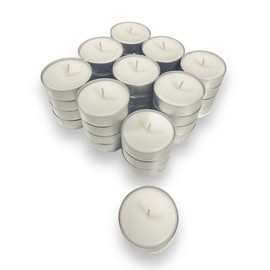 Metro Tea Lights White Unscented - Pack of 36 Large - 8 Hours Long Burning Time for Teapot Warmers, Decoration, Catering, Outdoor, Party, Wind Glasses - 57 mm