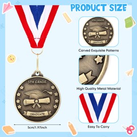 Misdary 24 Pcs 5th Grade Graduation Gifts, Elementary Primary School Graduation Medal with Neck Ribbon for Student Congrats Grade Party Favor Supplies Gifts Bulk Class Graduates Award