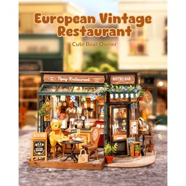 ROWOOD Doll House Kit Tipsy Restaurant, DIY Miniature House Craft Building Room, Wooden Model Kits with Accessories for Adults and Teens to Build, Unique Gift for Christmas and Birthday