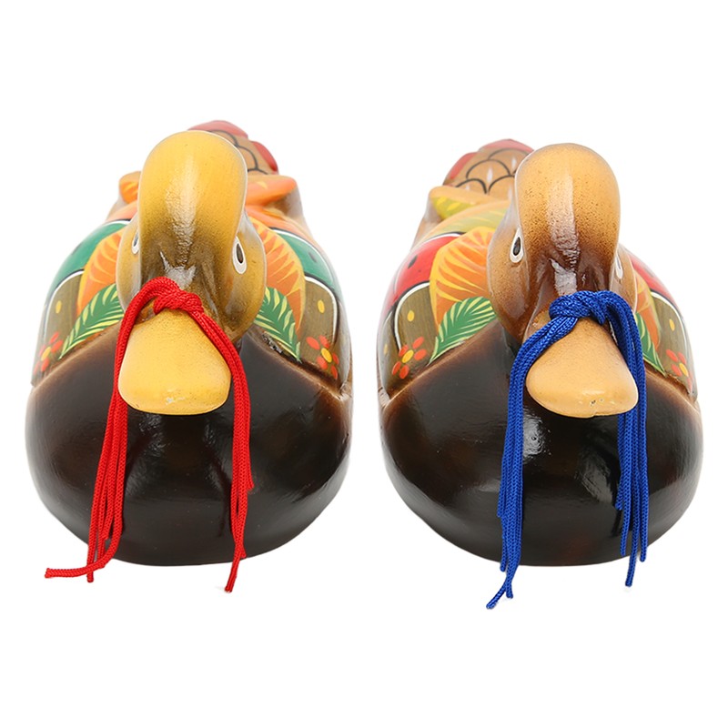 1 Pair Wooden Mandarin Duck Ornament Water Based Paint Romantic