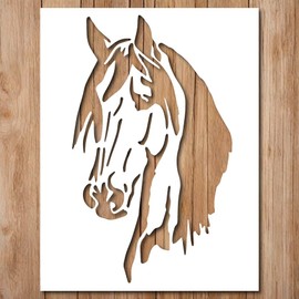 Generic Horse Stencil - Wood Horse Wooldland Wildlife Animal Stencils Reusable for Painting on Wood, Glass, Wall, Rock, Walls, Glassware, Canvas - Animal Horse Head Stencil (8.5x11), White, 098345345