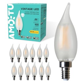 AMDTU No-Dimmable LED Chandelier Light Bulbs, E12 Candelabra Bulb, 40W Equivalent Light Bulb, Soft White 2700K LED Light Bulbs, Candle Type B Bulb, 12 Pack