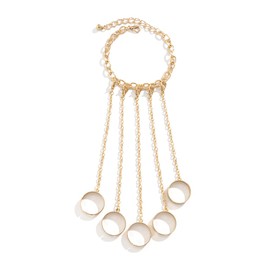 Fuqimanman2020 Punk Adjustable Chain Finger Rings Bracelet Hand Harness Layered Stackable Gothic Cool Statement Cosplay Biker Jewelry for Women Men-Gold A