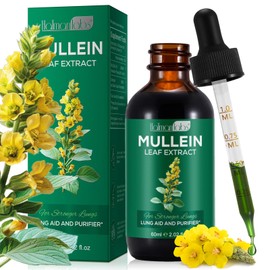Mullein Leaf Extract for Lungs, Mullein Drops for Lungs, Support Lung, Respiratory Function for Healthy Breathing, Improvement in Pulmonary Function, Natural & Safe Supplement (1 PC)