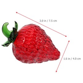 Zerodeko 2pcs Glass Fruit Crystal Strawberry Figurine, Mini Crystal Strawberry Statue Crystal Strawberry Ornament Artificial Strawberry Decoration Kitchen Decor
