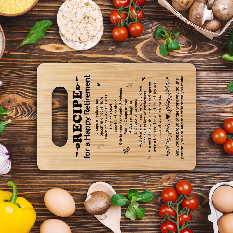 YSTEP Retirement Gift for, Unique Recipe Happy Retirement Cutting Board,