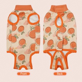 Hjumarayan Cat Recovery Suit, Bright Surgical Recovery Suit Adjustable Back Length, Sturdy and Durable Cat Onesie Post Surgery to Stop Licking, Medical Bodysuit after Surgery Female, Orange L