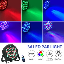 LED Par Spotlight 36 LED 72 W Disco Light Party Light RGB DMX512 with Remote Control Stage Light 7 Light Modes DJ Light for Party Bar Stage Fixed Show