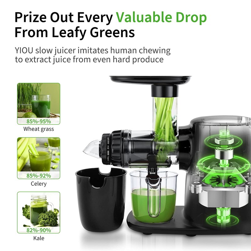 YIOU Juicer Machines, Cold Press Slow Masticating Juicer Easy to