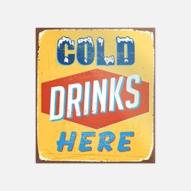 Vintage Cold Drinks Here Sticker | Car Bumper, Laptop, Water Bottle, Wall, Window Waterproof Vinyl Decal