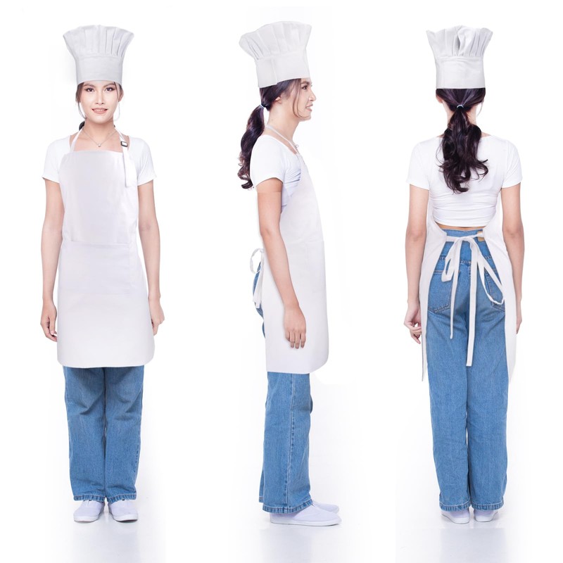 CRJHNS Chef Apron and Hat set, Chef Hat with Hook