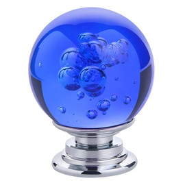 IEIK 10 PCS Crystal Cabinet Knobs Round Glass Bubbles Dresser Knobs Smooth Drawer Knobs Handle for Home, Cabinet, Drawer and Dresser Hardware with 3 Different Size Screws, 30MM (Blue)