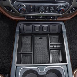 EDBETOS Center Console Organizer Tray Compatible with 2014-2018 Chevy Silverado/GMC Sierra 1500 Accessories 2015-2019 Silverado/Sierra 2500HD/3500HD Compartment Storage,Full Console w/Bucket Seat ONLY