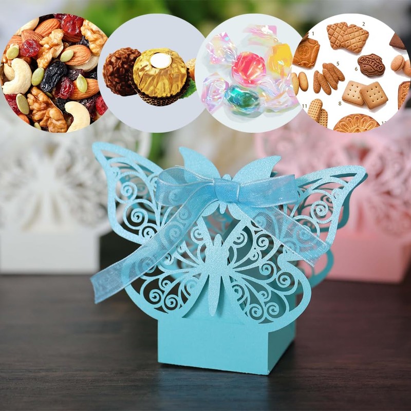 ONEBO Pack of 25 Foldable Gift Boxes, Pink, Wedding Favour