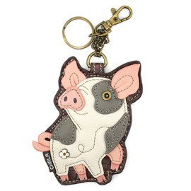 CHALA Farm Collection Women's Decorative Key Fob/Coin Purse Accessory (Spotted Pig - Pink)