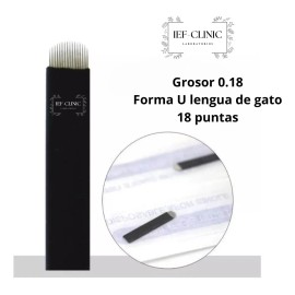 50 Navaja Microblading Nano 0.18 Micropigmento Cejas Premium Color Lengua Gato 18 Pin