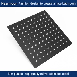 Rain Shower Head With Shower Arm, NearMoon Ceiling Mount Square Shower Head, Stainless Steel Ceiling Rainfall Showerhead- Waterfall Full Body Coverage (8 Inch Shower Head with Arm, Matte Black)