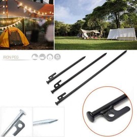 High-Strength Forged Tent & Tarp Stakes (20cm, 30cm, 40cm) for Camping Black 20cm 2ea