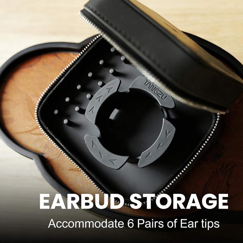 TANGZU Leather Earphone Case, Water-Resistant Portable Earbuds Storage Case for