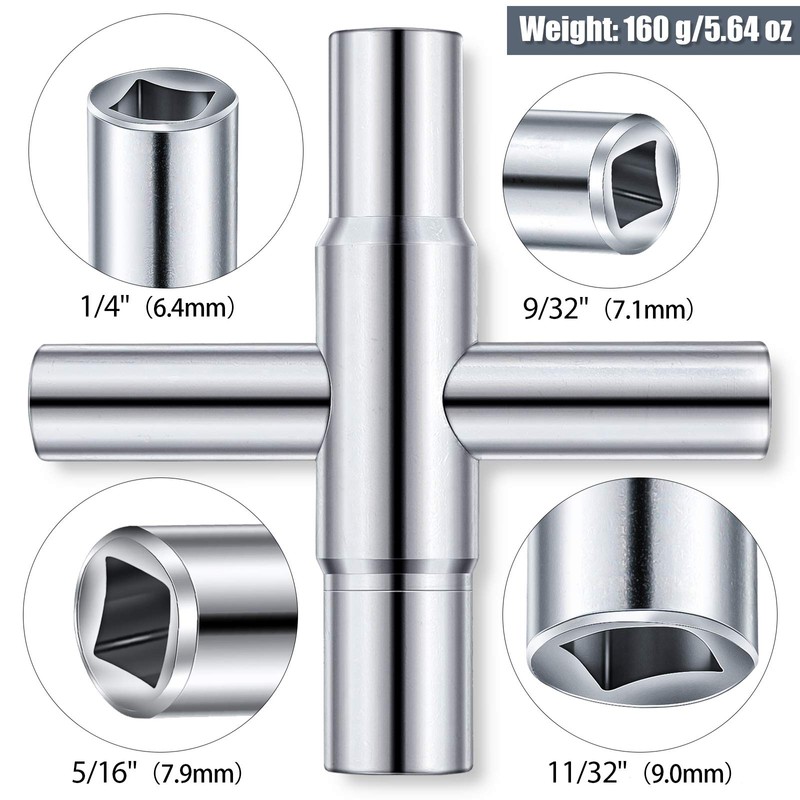 Honoson 2 Pieces 4 Way Sillcock Water Key 1/4", 9/32",